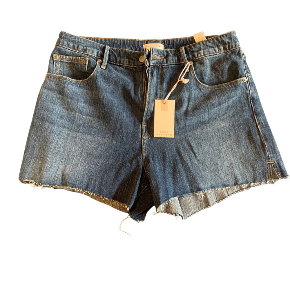 NWT Good American cut off shorts blue464